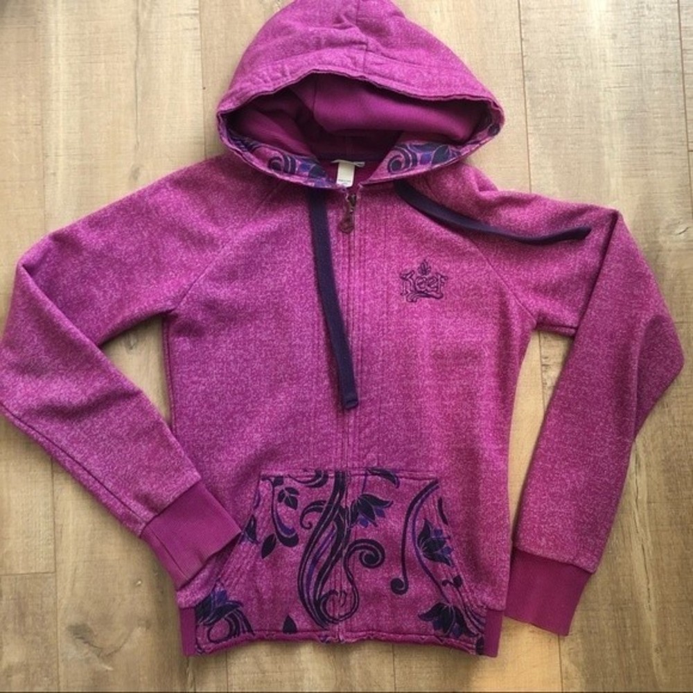 Reef Embroidered Zip Up Hoodie Magenta / Purple Size S Small